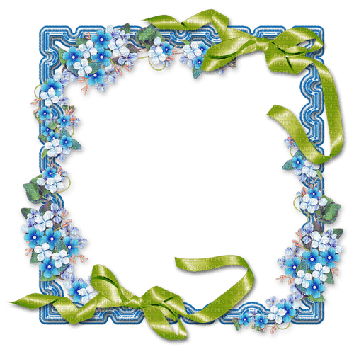cadre,frame,bleu,fleur,Pelageya - zadarmo png