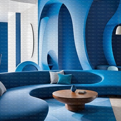 Blue Modern Living Room - фрее пнг