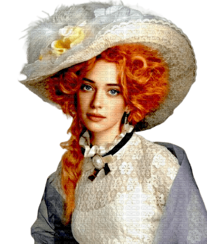 Vintage red hair woman - nemokama png