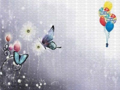 image encre la nature ballons bon anniversaire fleurs papillon edited by me - ücretsiz png