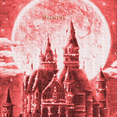 Y.A.M._Fantasy Landscape castle red - Δωρεάν κινούμενο GIF