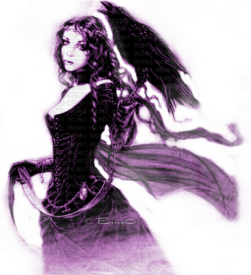 Y.A.M._Gothic woman raven purple - png ฟรี