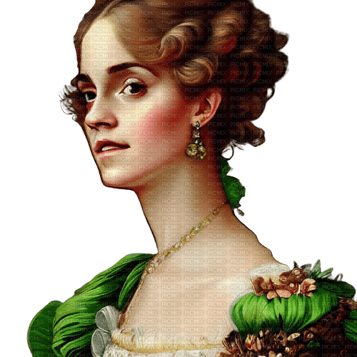 kikkapink woman vintage baroque green brown - gratis png