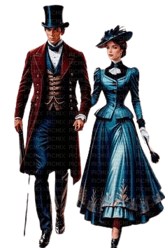 steampunk couple blue - Free PNG