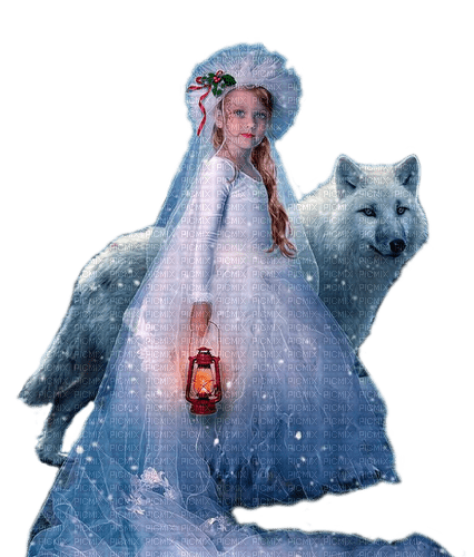 fantasy girl with wolf by nataliplus - png gratuito