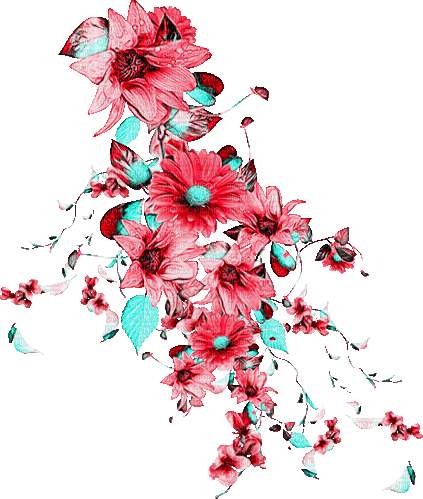 Animated Flowers.Red.Blue - By KittyKatLuv65 - Gratis geanimeerde GIF
