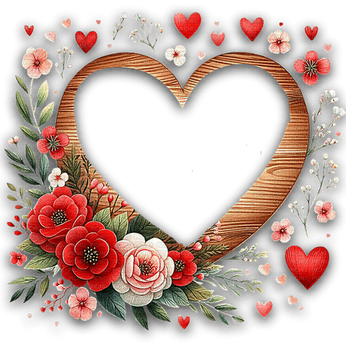 ♡§m3§♡ VDAY heart frame flower red - 免费PNG