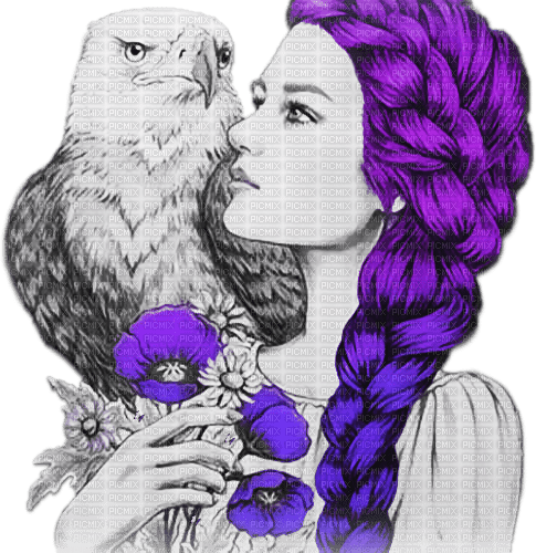 soave woman fantasy bird eagle flowers - besplatni png