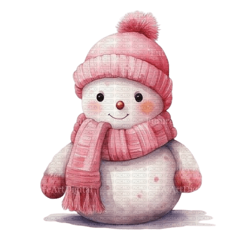 Pink Winter snow man - nemokama png