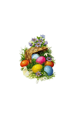 Basket with Eastereggs - kostenlos png