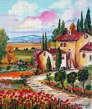 background flowers house summer landscape - δωρεάν png