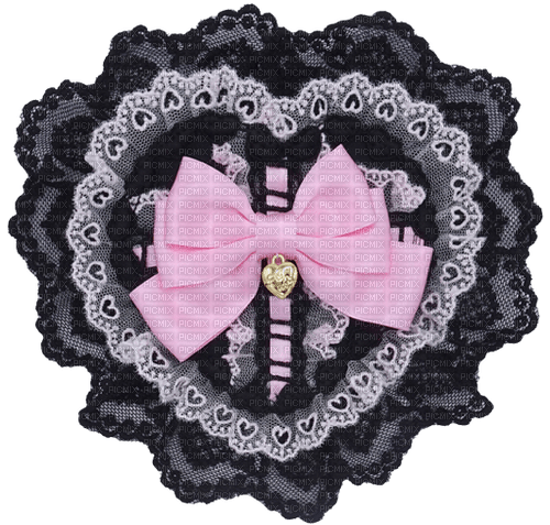 black lace heart - nemokama png