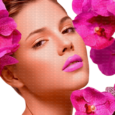 woman with flowers bp - png ฟรี