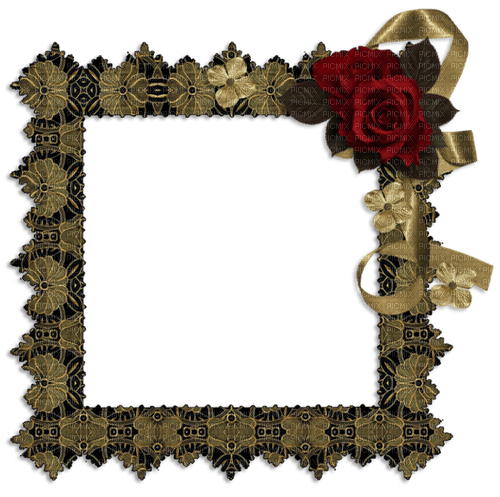 Cadre.Frame.Gold.Red rose.Victoriabea - 無料png