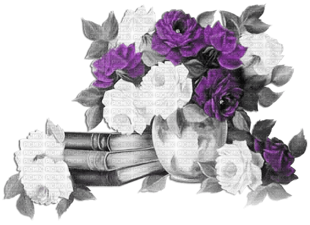 soave deco vintage flowers rose vase book purple - darmowe png