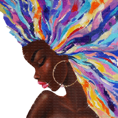 african woman painting animated glitter - Besplatni animirani GIF