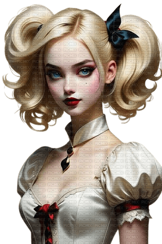 woman gothic beige red black - gratis png