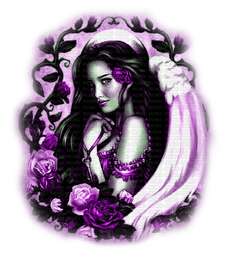 Rose Angel.Black.White.Purple - By KittyKatLuv65 - darmowe png