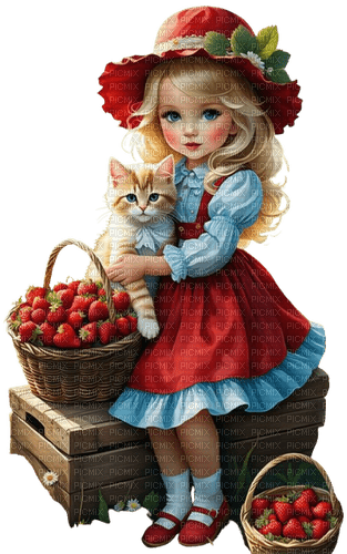 loly33 enfant chat fraise - фрее пнг