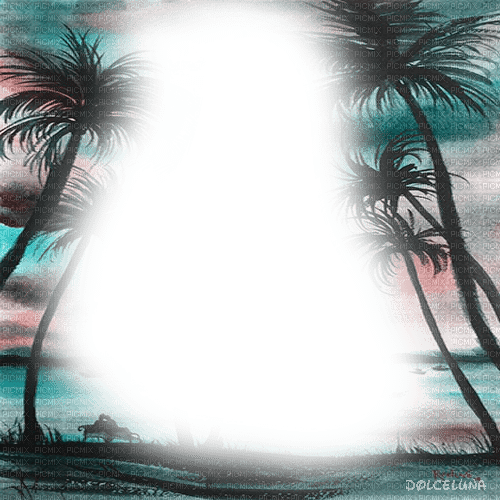 frame palm tree  sea beach dolceluna summer - png ฟรี