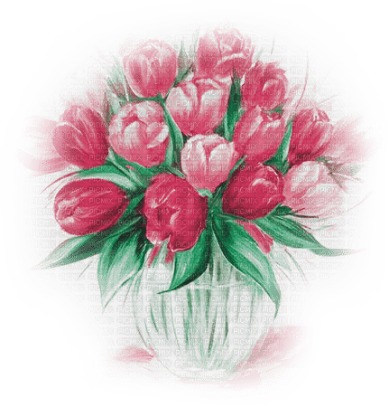 soave deco flowers vase spring tulips pink green - Free PNG