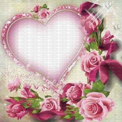Fond coeur fleur rose flower background heart pink - Free PNG