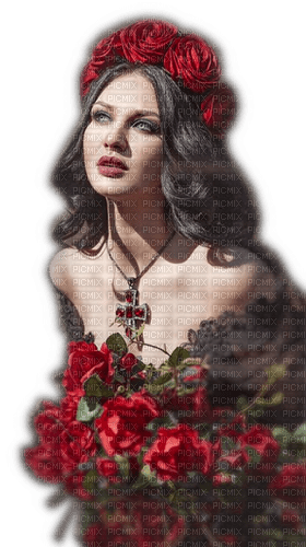 Rena Gothic Woman Frau Roses Flower Rosen - ücretsiz png