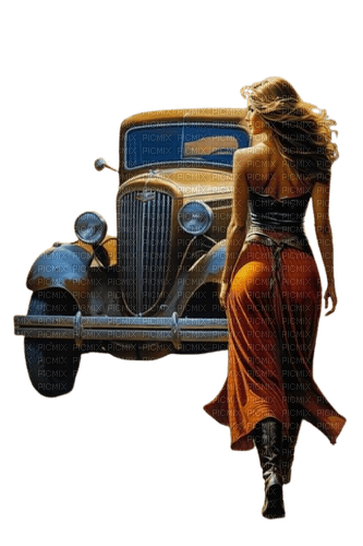 Mujer y coche - - - Rubicat - png gratis