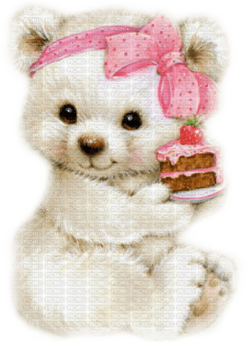 kikkapink deco scrap birthday bear white cake - 無料png