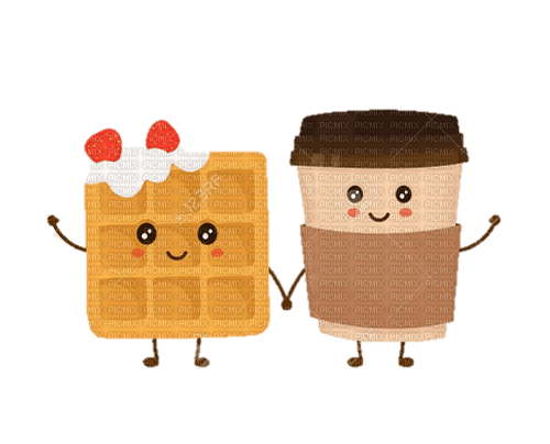 funny waffle and cup coffee - kostenlos png