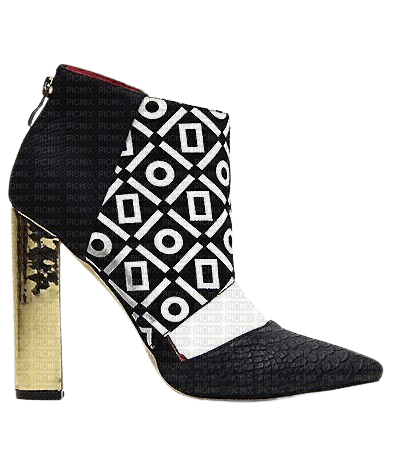 kikkapink deco fashion shoe black white - zdarma png