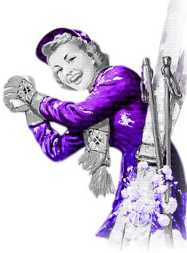 soave woman vintage pin up winter ski sport - 免费PNG