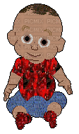 Babyz Boy in Red Marbalized Shirt and Socks - GIF animate gratis