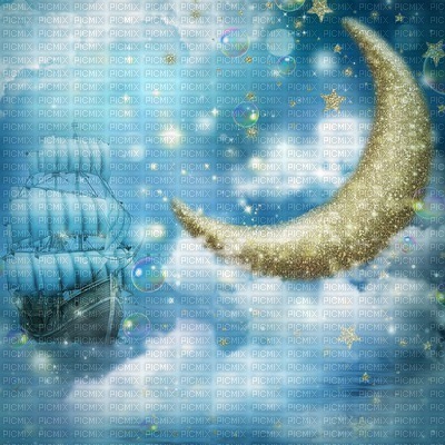 Background Moon Gold Blue Ship Stars - Bogusia - png ฟรี