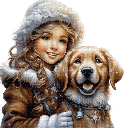 loly33 enfant  chien  hiver - 無料png