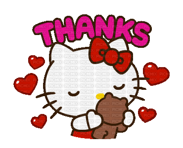 Hello kitty thank kawaii mignon gif cute kiss - Бесплатный анимированный гифка