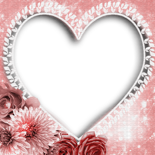 kikkapink frame vintage valentine heart flowers - 無料png