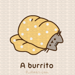 Pusheen a burrito laurachan - Бесплатный анимированный гифка