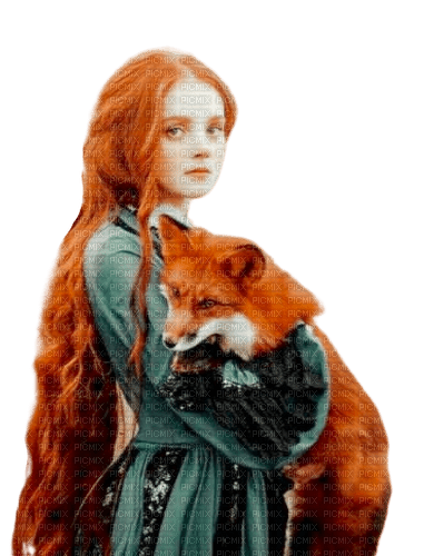 Woman and fox - bezmaksas png