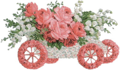 chariot en fleur - GIF animado gratis