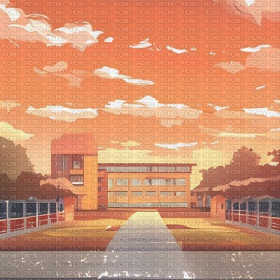 Orange Anime School Background - Free PNG