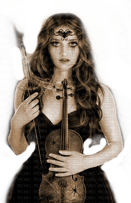 Y.A.M._Gothic Fantasy woman girl music Sepia - δωρεάν png