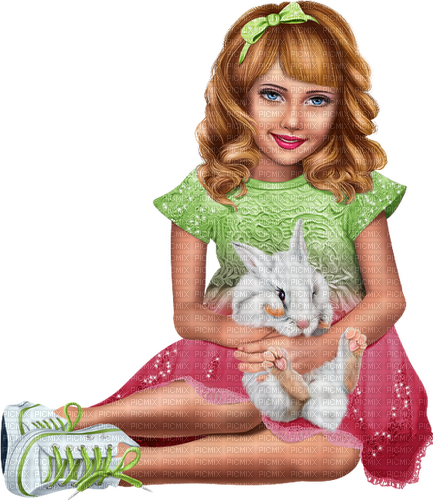 Girl with a rabbit. Easter. Spring. Leila - bezmaksas png