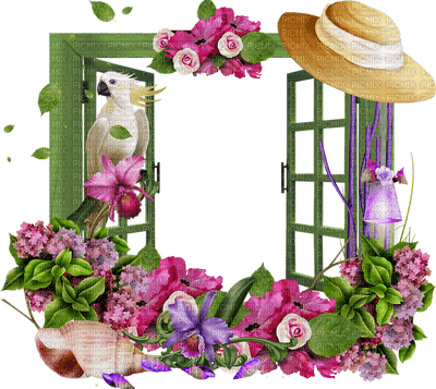 Kaz_Creations Deco Window Flowers Colours - PNG gratuit