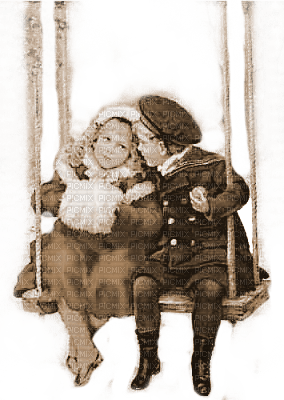 Y.A.M._Winter children sepia - Free PNG