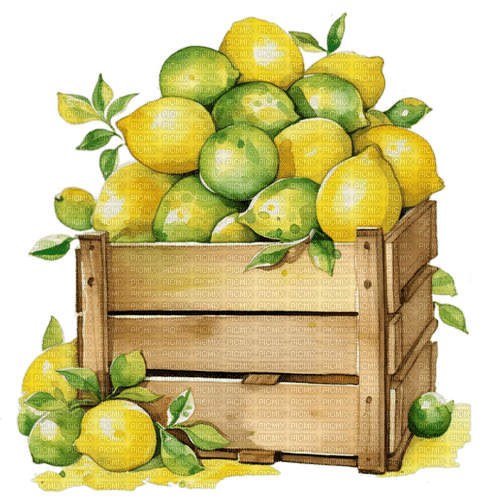 lemons, box, summer, citrons, boîte, été, - 無料png