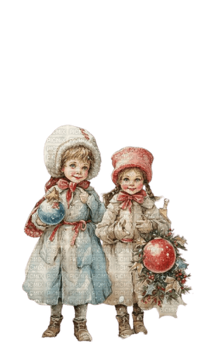 Christmas, vintage children - zadarmo png