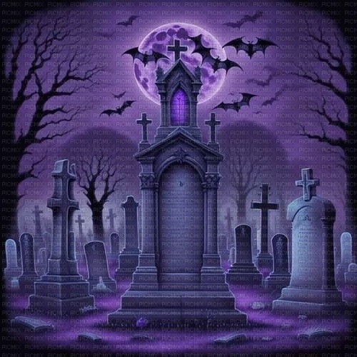 background gothic black purple cemetary - PNG gratuit
