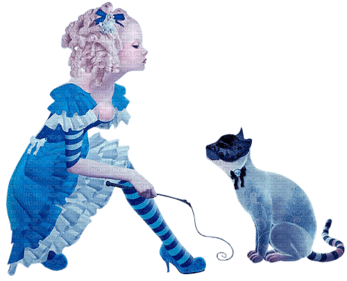 dolceluna blue fantasy girl baby cat spring - gratis png
