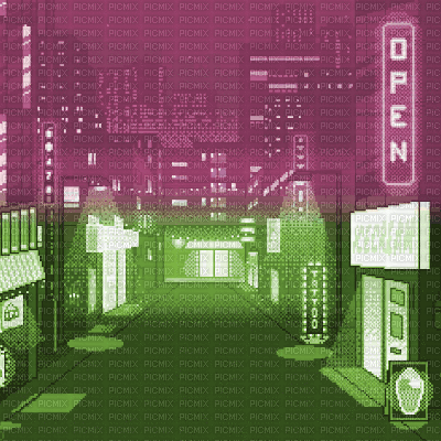 Pink/Green Animated Alleyway - Free animated GIF